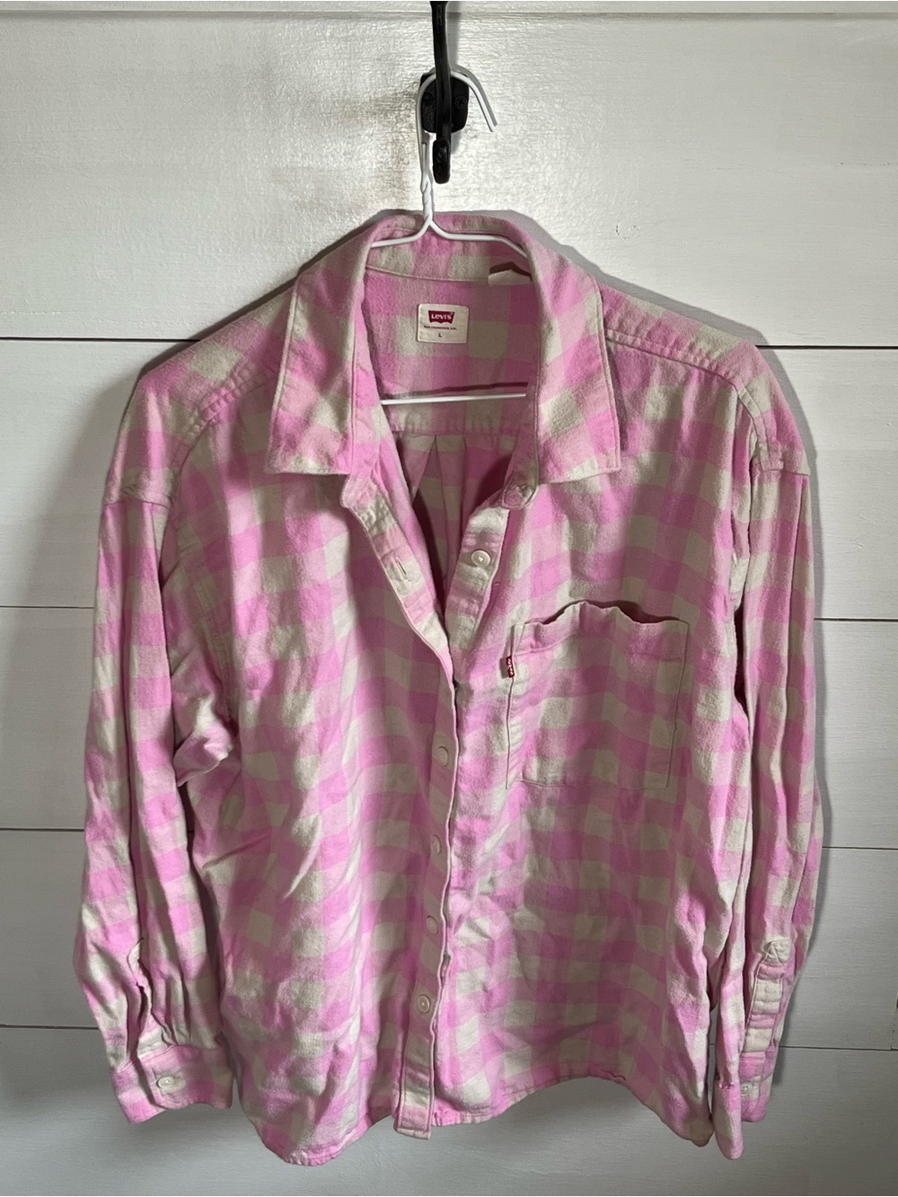 Levi's Pink and Cream Buffalo Check Casual Button-Down Shirt